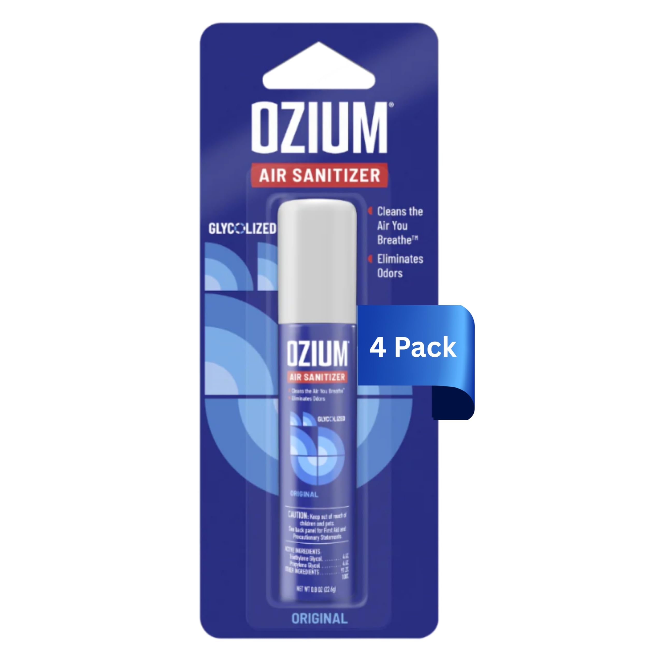 Ozium 0.8 oz. Air Sanitizer & Odor Eliminator for Homes, Cars, Offices and More, Original Scent, Pack of 4