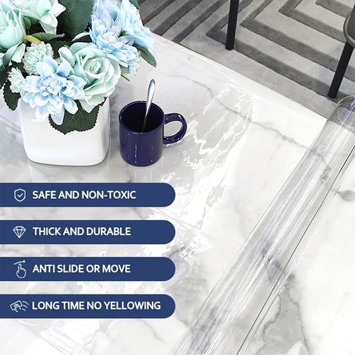 Kasepie Clear Table Protector 42x78 Inch, 2mm Thick PVC Table Cover for Kitchen & Dining Room, Scratch-Resistant Desk Mat, Rectangle Plastic Tabletop Protector