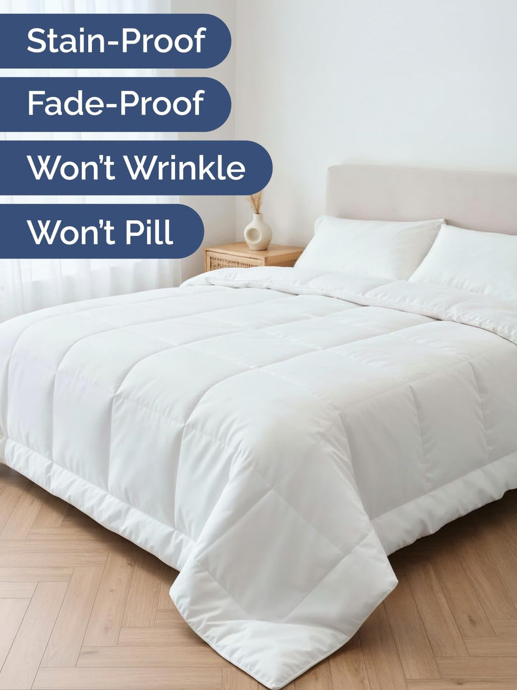 Regine Switzerland Queen Size White Alternative Down Comforter - Warm, Lightweight & Breathable All-Season Bedding