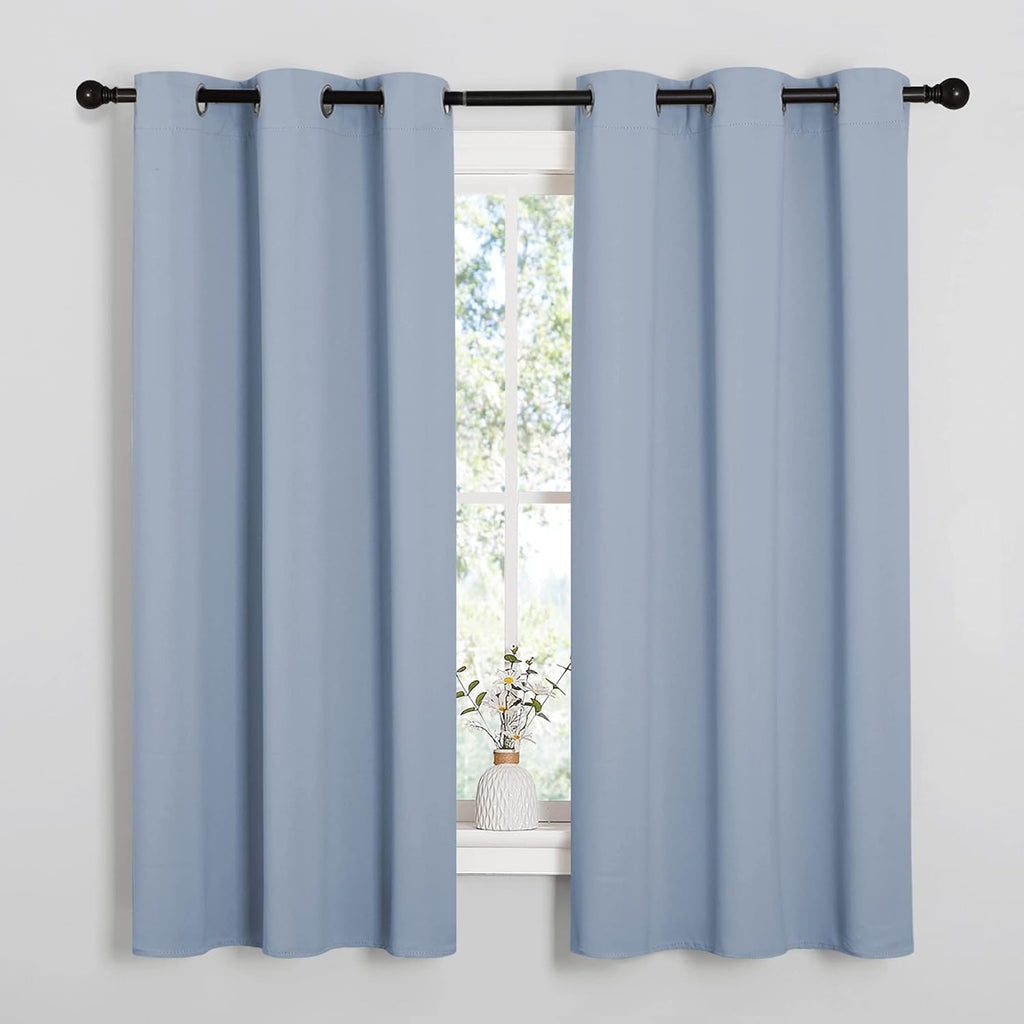 NICETOWN Vintage Blue Blackout Curtains - Thermal Insulated Drapes for Small Windows | 54" Length, 34" Wide, 2 Panels