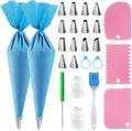 Skiennix Piping Bags and Tips Set - 16 Inch Reusable Silicone Pastry Bags with 14 Icing Tips & Accessories