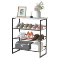 Garden 4 you Shoe Rack for Entryway 4 Tiers 11.8" D x 25" W x 28" H, Metal Shoe Rocks with White Wooden Tabletop, Angled Shoes Rack with Adjustable Mesh Shelves for Entryway Hallway Closet