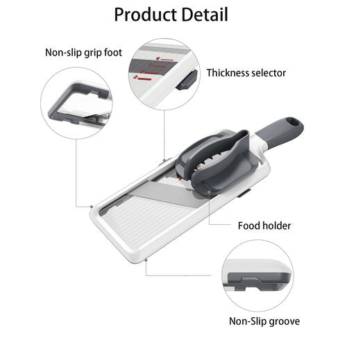 Mandoline Slicer for Kitchen, Adjustable Stainless Steel Blade, Vegetable Slicers, Slicer Vegetable Cutter with NO-slip Grip, Gray