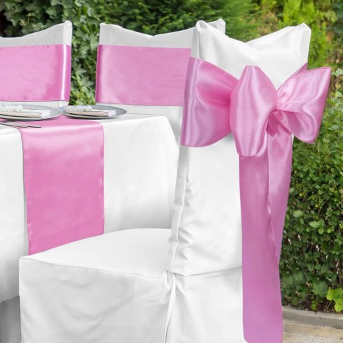 Babenest Satin Chair Sashes - Upgraded 50 Pcs Chair Ribbons & Bows for Weddings & Events | Pink