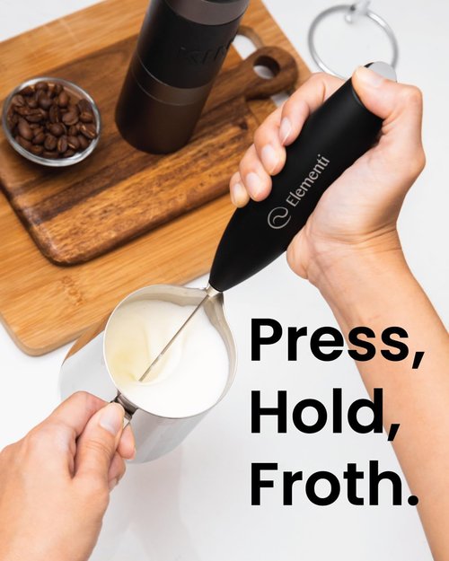Elementi Electric Milk Frother Handheld, Matcha Whisk, Milk Foamer for Coffee Foamer Electric Handheld Drink Mixer, Electric Mini Whisk Small Hand Mixer, Frappe Maker (Red)