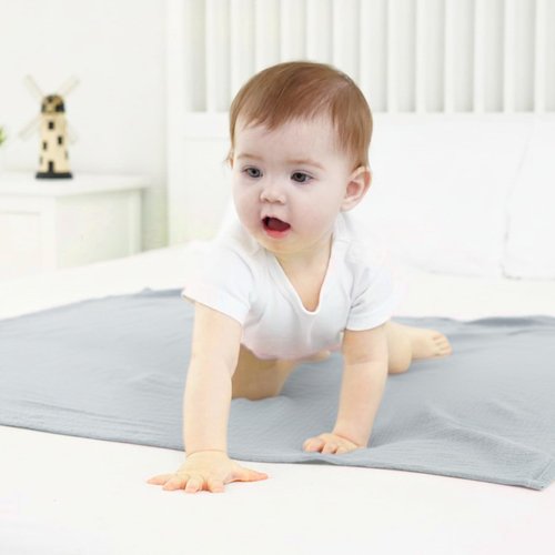 2 Pack Muslin Swaddle Blankets for Baby, 100% Cotton 40x40 Inches - Elegant Light Blue & Misty Blue, Soft Breathable Newborn Swaddle for Infants/Toddlers, Multi-Use Receiving Blanket