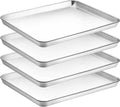 CEKEE Baking Sheet Set - 4 Stainless Steel Cookie Trays | Non-Toxic, Rust-Free, Dishwasher Safe, 16 x 12 x 1 Inch