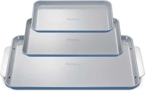 Caraway Non-Stick Ceramic Baking Sheet Trio - Non-Toxic & PTFE Free - Large 18x13", Medium 15x10", Small 9x13" - Slate