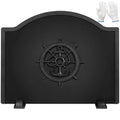 1More Firebacks for Fireplace - Iron Fire Place Back Plates with Feet, 20in Fireplace Heat Reflect, Fireplace Wall Protection.Fireback Decorative Wheel Design