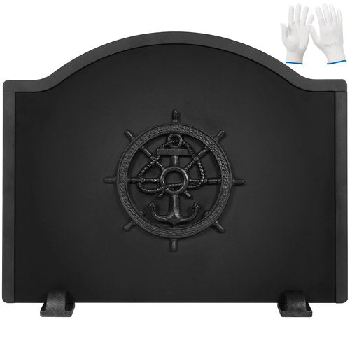 1More Firebacks for Fireplace - Iron Fire Place Back Plates with Feet, 20in Fireplace Heat Reflect, Fireplace Wall Protection.Fireback Decorative Wheel Design