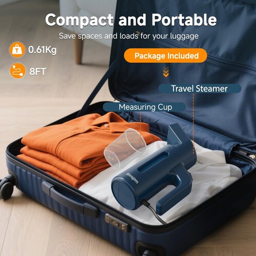 Blesgam Steamer for Clothes 700W, Double Row Steam Clothes Steamer, 180ML Large Capacity Water Tank, 40S Fast Heat-up Garment steamer for Home and Office(GY168)