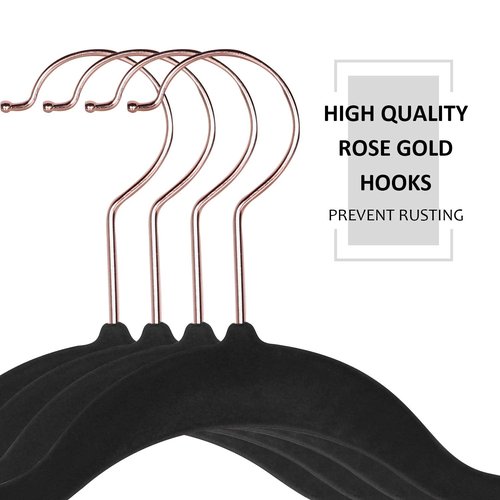 VECELO Premium Velvet Clothes Hangers Suit Heavy Duty (50 Pack)-Non Slip & Space-Saving with 6 Finger Clips & Tie Rack Excellent for Men and Women,Black