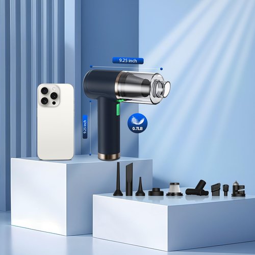 CungCi Car Vacuum Handheld Vacuum Portable Cordless, 18000Pa 5 in 1, 100W Brushless Motor, High Power Vacuum Cleaner with Window Breaker Hammer, LED Light, Multi-Nozzles for Car, Home, Pet, Office