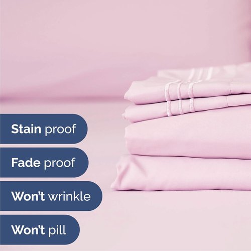 Cal King Size 4-Piece Sheet Set - Comfy Cooling Bed Sheets | Hotel Luxury Bedding - Light Pink