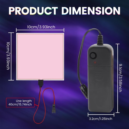 Electroluminescent (EL) Panel、Electroluminescent DIY EL Back Light Paper Light 、 Sheets Panel for Crafts, Signs, Decor3 Modes:Fast flashingow Flashing/Constant Bright(10cm x 10cmWhite)