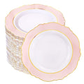 WDF 60pcs Pink Dessert Plates - 7.5inch Baroque Pink &White Disposable Dessert/Appetizer Small Cute Cake Plates for Upscale Parties &Wedding-Special for Baby Shower, Brithday, Easter