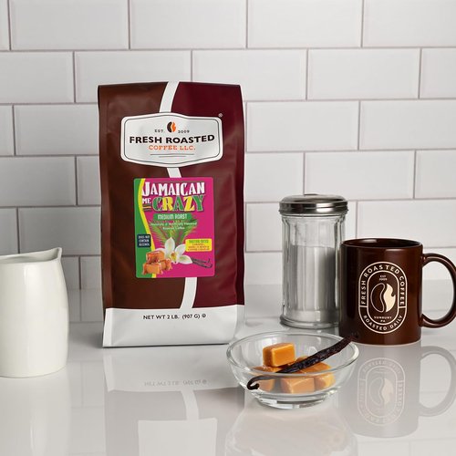 Fresh Roasted Coffee, Jamaican Me Crazy Flavored Coffee, 2 lb (32 oz), Medium Roast, Kosher, Ground