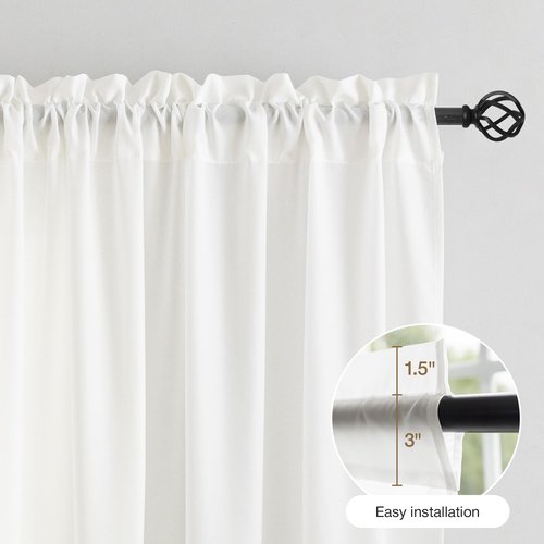Anmao Non-See-Through Off White Privacy Semi Sheer Curtains for Living Room 84 Inch Length 2 Panels Set, Light Filtering that Let Light in Rod Pocket Window Drapes for Bedroom, 52W x 84L, Ivory White