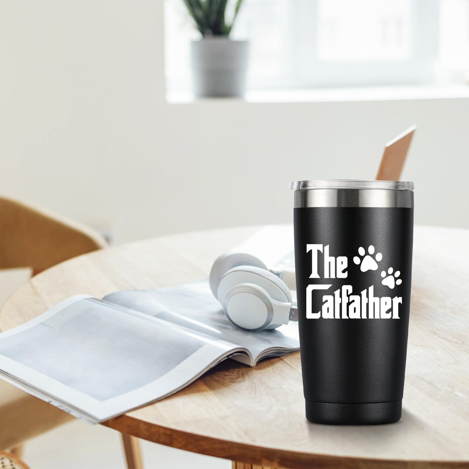 MASGALACC Cat Dad Gifts for Men - Father Mug for Lover Owner Fathers Day Gift Coffee Cup - 20 Oz Stainless Steel Tumbler