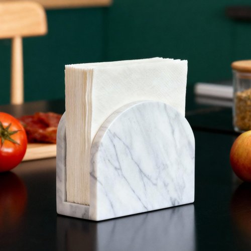 Marble Napkin Holder for Table, White Upright Napkin Holders for Paper, Standing Napkin Dispenser for Kitchen, Dining Room, Party Hotel, Cafe, Bar