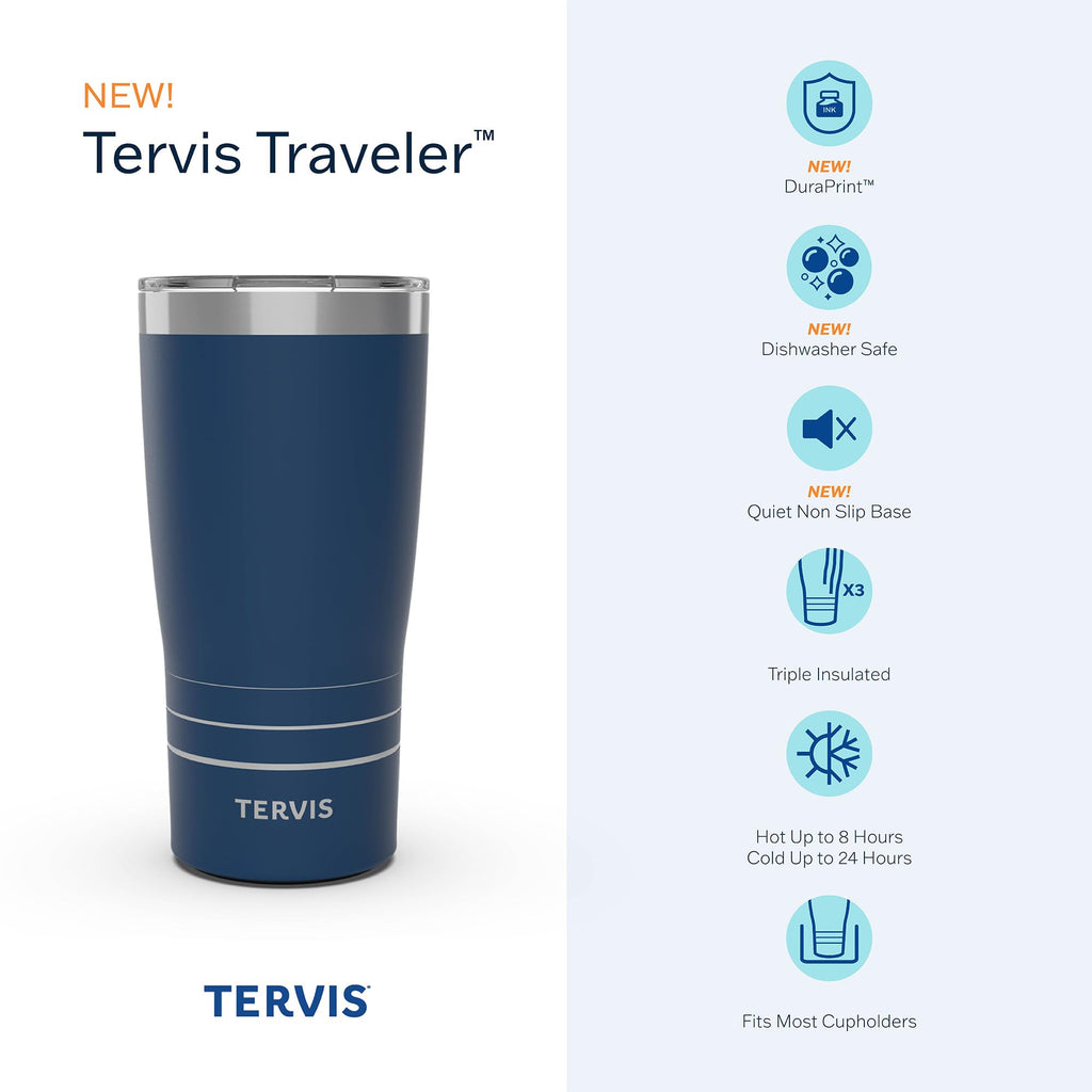 Tervis Traveler Christmas Holiday Fox Triple Walled Insulated Tumbler Travel Cup Keeps Drinks Cold & Hot, 20oz, Stainless Steel