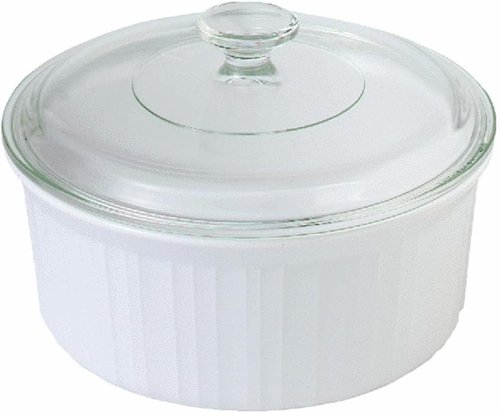 CorningWare 2.5-Quart Round French White Casserole Dish Set - Includes Matching Glass Lid