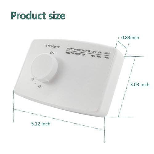 Bydorunce Humidistat Switch 4655, Manual Digital Control for Whole-House Duct or Wall Mounted Humidifier, 24VAC, White