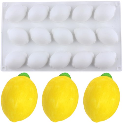 YIMINGMOLD 15 Cavity Lemons Silicone Chocolate Molds Lemon Mold For Chocolate Baking Mousse Cake