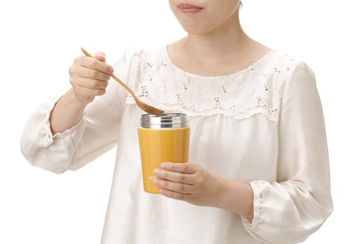 Tiger Thermos Vacuum Insulated Soup Jar, 12.8 fl oz (380 ml), Thermal, Bento Box, Wide Mouth, Round Bottom, Saffron Yellow MCL-B038-YS Tiger