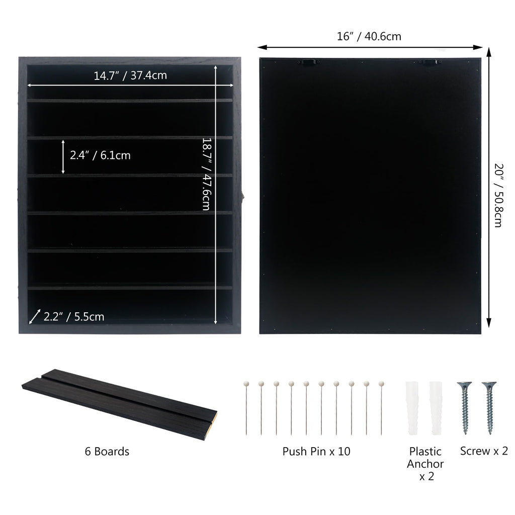 Hodeframe 16x20 Shadow Boxes Display Cases with Shelves, Black Deep Shadow Box Frame for Keepsake Collectibles, Coins Military Medals Pins Wedding Flowers