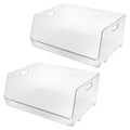 iDesign Stackable Open-Front Bin, Multipurpose Extra Long Organizer for Pantry & Household Storage, Clear