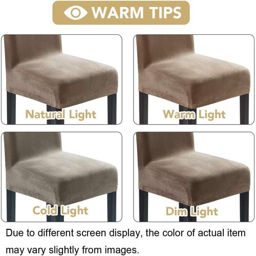 H.VERSAILTEX Dining Chair Covers - Stretch Velvet Slipcovers for Parson Chairs | Set of 4, Taupe