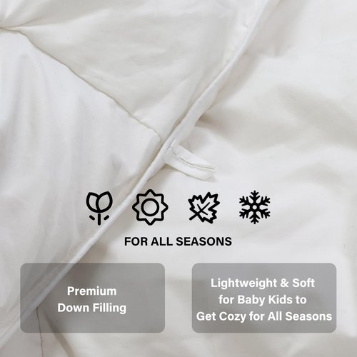 zzlamb Toddler Comforter Pinch Pleat Down Throw Blanket,Warm Crib Comforter Baby Quilt Small Duvet Insert for Kids,Light Soft Noiseless Cotton-Blended Down Proof Shell Machine Washable,White 41x48in