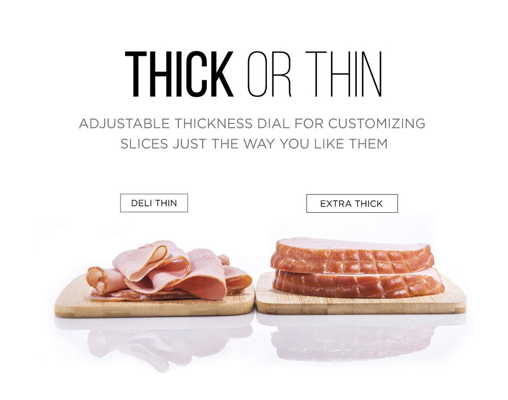 Chefman Electric Deli Slicer With Adjustable Slices, Stainless Steel Blades, Safe Feet - For Ham, Cheese, Bread, Fruit & Veggies