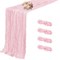 4 Pack Light Pink Cheesecloth Table Runner 10 FT Boho Gauze Cheese Cloth Table Runner 120 Inch Long Semi Sheer Rustic Cheese Cloth Fabric Table Runners for Wedding Birthday Party Decorations