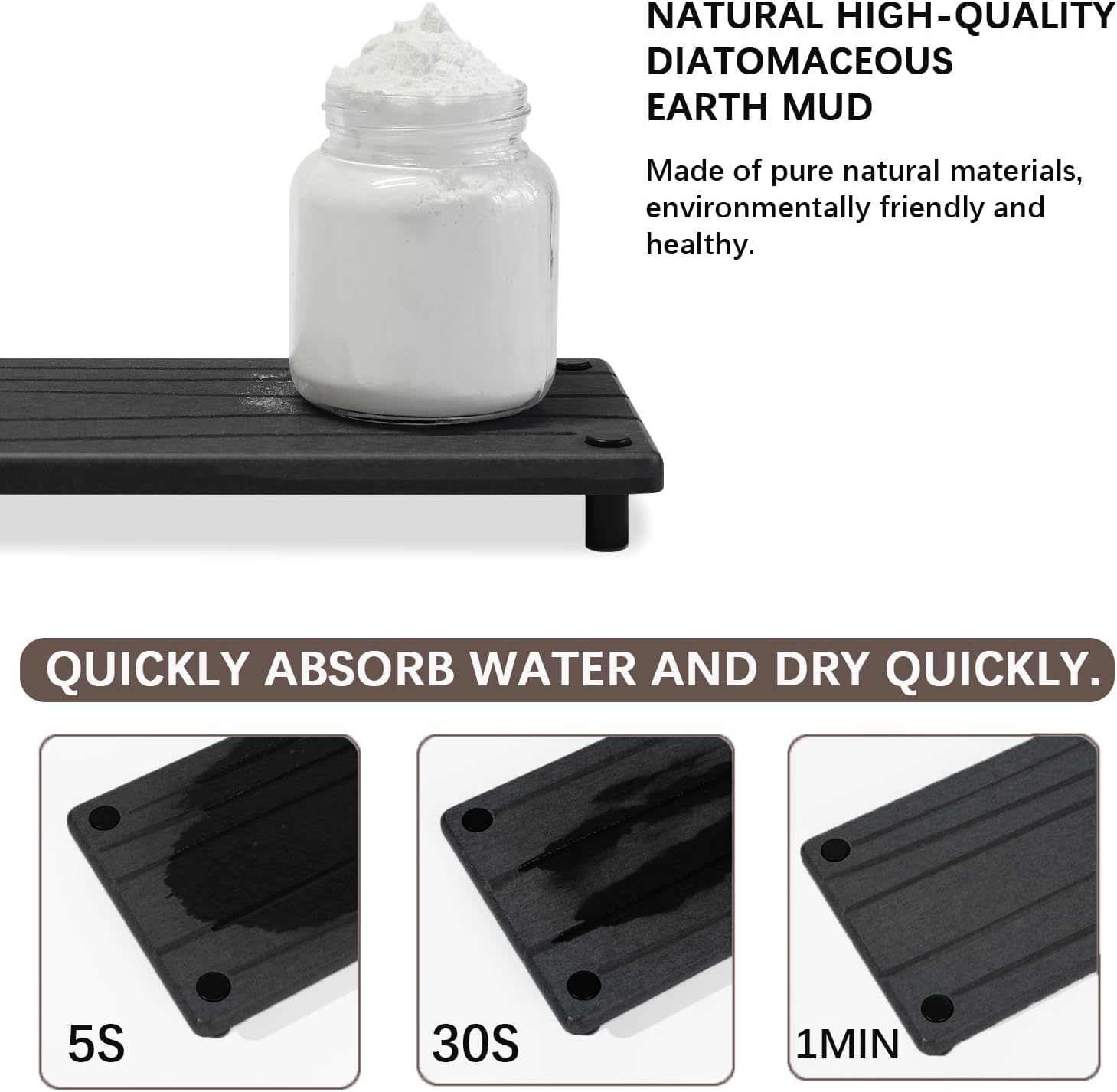 Skiennix Quick Dry Sink Caddy - Water Absorbing Stone Tray & Organizer for Kitchen or Bathroom