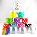 Worlds Paper Ice Cream Cups With Dome Lids No Hole and Plastic Spoons,Polka Dot 16OZ Mix 25 Set