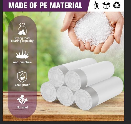 Heihaily Heavy Duty 2.6-Gallon Trash Bags - Leak-Proof Drawstring Kitchen Garbage Bags | 60 Count Clear