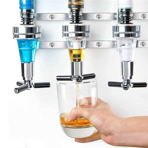 HAPYFMSHI Wall-Mounted House Liquor Dispenser | Alcohol Station Cocktail Tap, Push-Release Valves, Home Bar, Man Cave | Easy Assemble (6 Bottle)