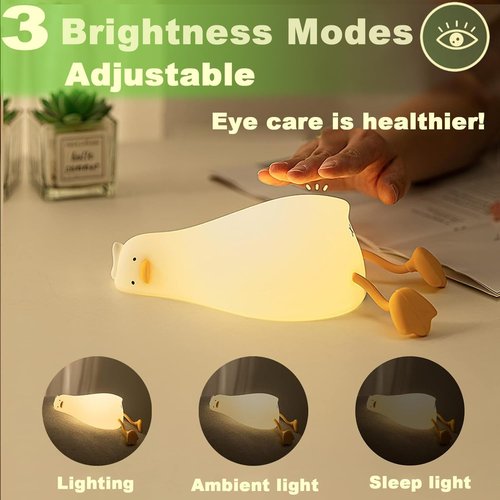 DREAMING MY DREAM Cute Duck Night Light - Rechargeable LED Lamp with 3-Level Dimming | Fun Nursery Gift