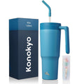 Skiennix Insulated Tumbler - 40 OZ Stainless Steel Travel Mug with Handle, Straw & Fruit Diffuser | Dark Blue
