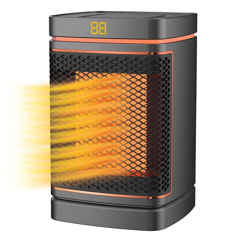 Ontel Handy Heater Copper Core Pure Warmth Ceramic Space Heater (1500 W), Adjustable Thermostat, Portable Heater for the Bedroom, Office, Garage & More, Quiet Small Space Heater
