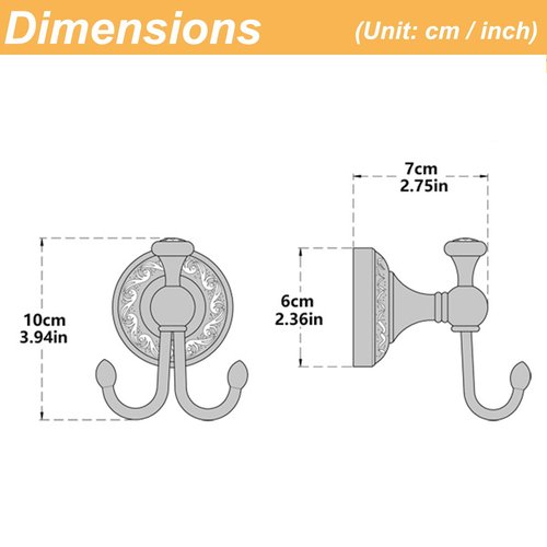 Flybath Wall Hook Antique Brass Exquisite Pattern Carving Double Hook Design Coat Towel Hooks for Bathroom Kitchen Organizer Wall Mounted, Brushed Bronze