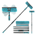 Buysenton Professional 2-in-1 Window Squeegee Cleaner Tool with 62" Extension Pole, Rotatable Bendable Head & Scrubber, Car Glass Cleaning Kit for Windows, Shower, Gas Station - 1 Blade 2 Scrubber