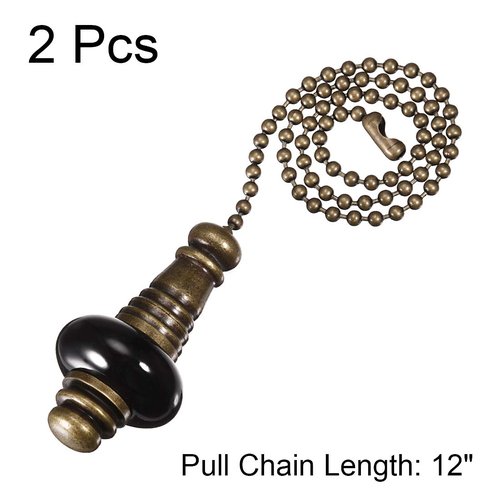 uxcell Ceramic Black Pendant 12 inch Bronze Finish Pull Chain Extension Light Beaded Pulling Chain for Ceiling Lighting Fans Pack of 2