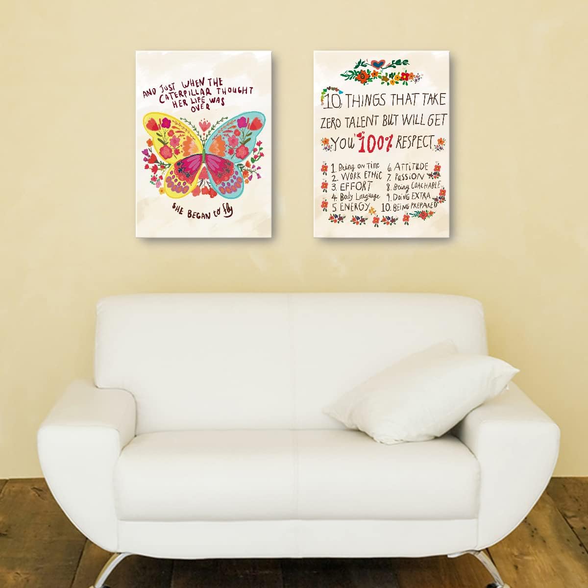 Zero Talent Wall Art - Inspirational Framed Canvas Prints for Teen Girls' Bedroom Decor | 10 Things That Take Zero Talent