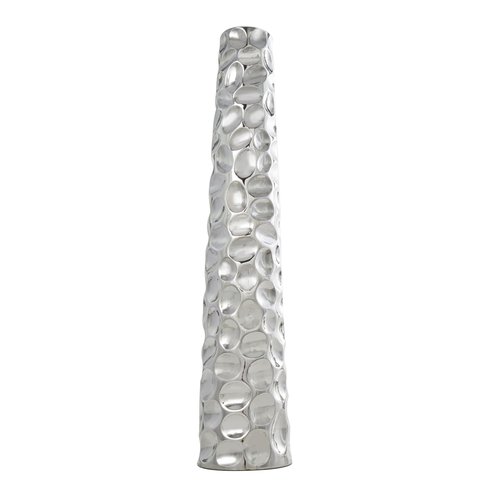 Deco 79 Ceramic Decorative Vase Geometric Bubble Centerpiece Vase with Concaved Circles, Flower Vase for Home Decoration 8" x 8" x 39", Silver