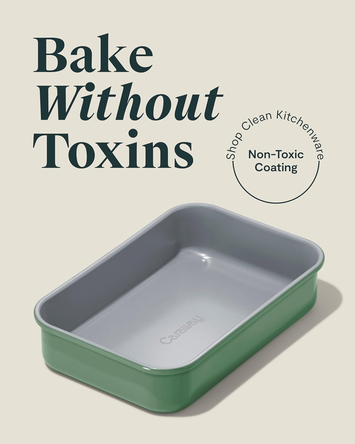 Caraway Nonstick Baking Pan Duo - 9” x 6.5” Deep Ceramic Pan, Non-Toxic & PTFE Free - Sage Color