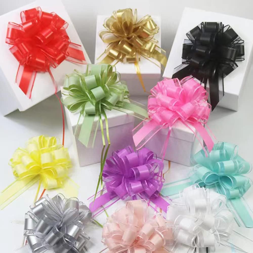 Skiennix 6 PCS Large Pull Bows - Elegant Black Gift Wrapping Bows for Weddings & Parties | 6 Inches