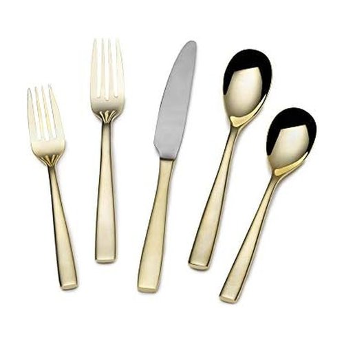 Mikasa Delano Gold Plated 20-Piece Stainless Steel Flatware Set, Service for 4